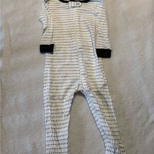 White and Black Dot-Print Footed One-Piece for Kids